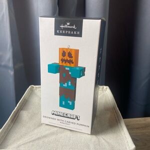 2024 Hallmark Christmas Ornament‎ Minecraft Drowned with Carved Pumpkin